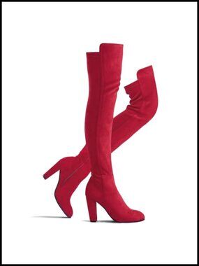 Faux Suede Chunky Heel Over The Knee Stretch Thigh High Boots